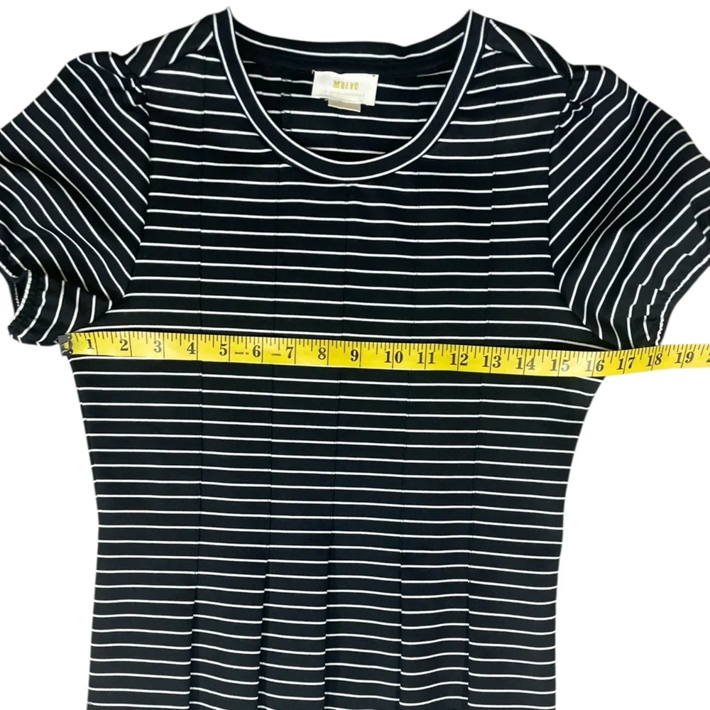 EUC Maeve for Anthropologie Corset Peplum Black and White Striped Blouse (G)